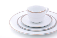 Load image into Gallery viewer, Silver Gold Rim 20-Piece Porcelain Dinnerware Set, Service for 4 - dubaiporcelain